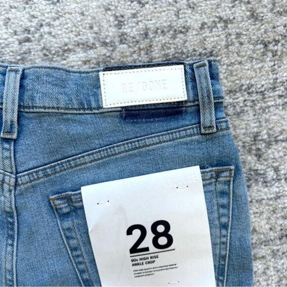 NWT RE/DONE 90s High Rise Ankle Crop Destroy Sanded Blue Size 28 - Picture 10 of 14